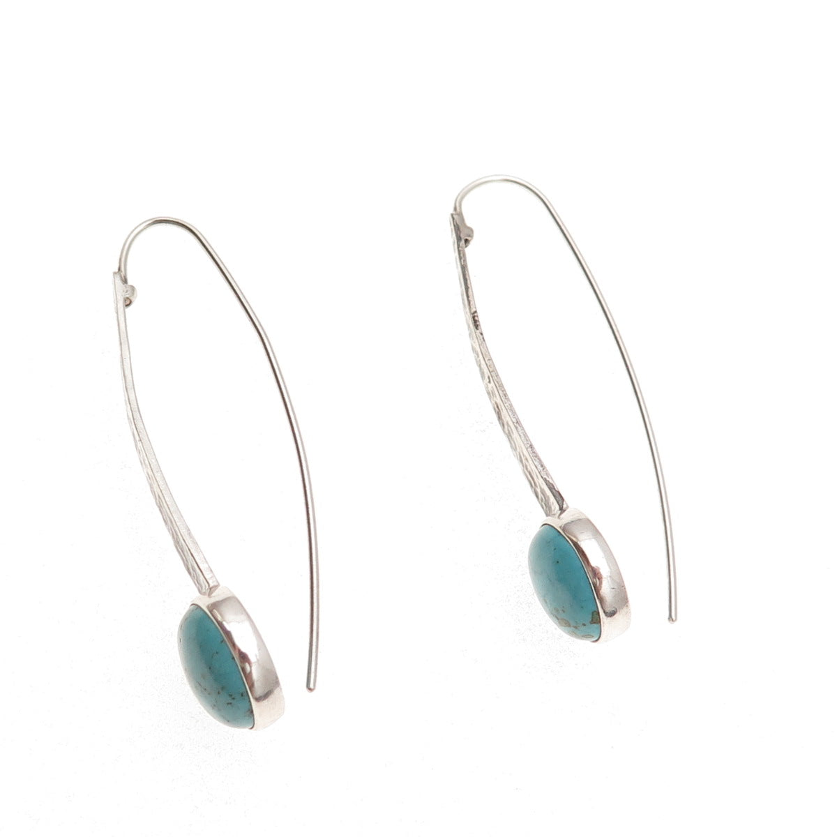 Silpada 925 Sterling Silver Vintage Real Turquoise Swan Dive Hammered Earrings