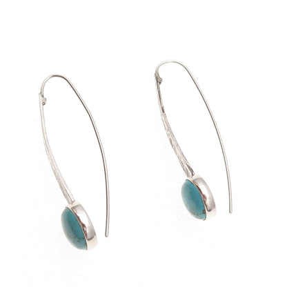 Silpada 925 Sterling Silver Vintage Real Turquoise Swan Dive Hammered Earrings