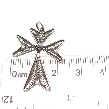 800 Silver Vintage Italy Charm Filigree Oxidized Charm Pendant