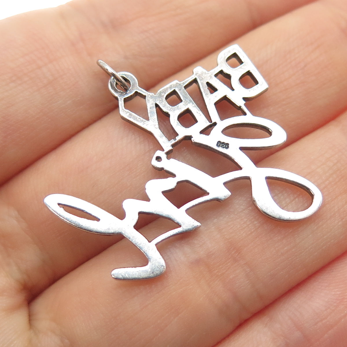 925 Sterling Silver Vintage Real Round-Cut Diamond Baby Girl Charm Pendant