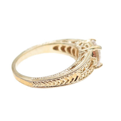 DIADEMA 925 Sterling Silver Gold Plated Round-Cut C Z Engagement Ring Size 8