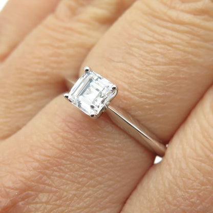 JD by Jewellery Design Sterling Silver Asscher-Cut C Z Engagement Ring Size 7