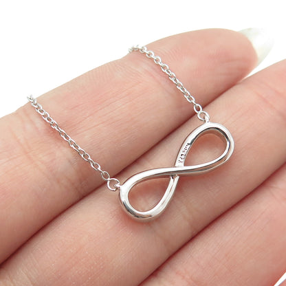 SUN 925 Sterling Silver Real Round-Cut Diamond Infinity Chain Necklace 16-18"