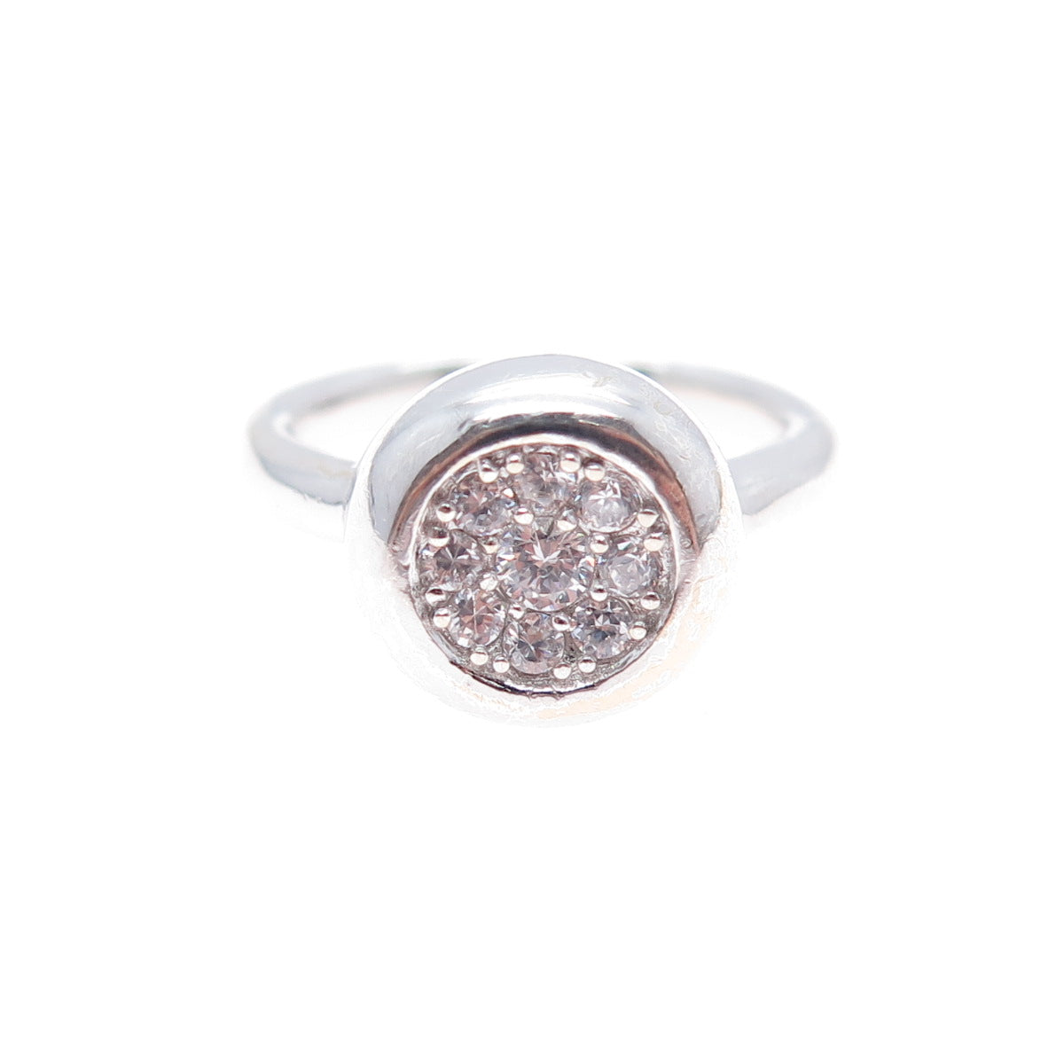 925 Sterling Silver Round-Cut C Z Modernist Ring Size 5.75