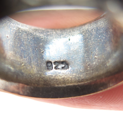 925 Sterling Silver 2-Tone Vintage Oxidized Rotating Wide Band Ring Size 5.5