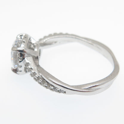 925 Sterling Silver Round-Cut C Z Engagement Ring Size 7