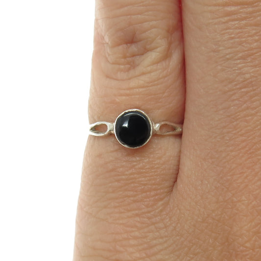 925 Sterling Silver Vintage Real Black Onyx Ring Size 5.25