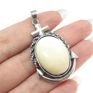 925 Sterling Silver Vintage Anchor Twisted Rope Pendant