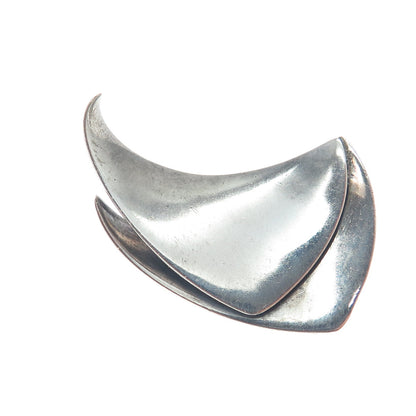 RUSSELL SECREST 925 Sterling Silver Vintage Modernist Oxidized Pin Brooch