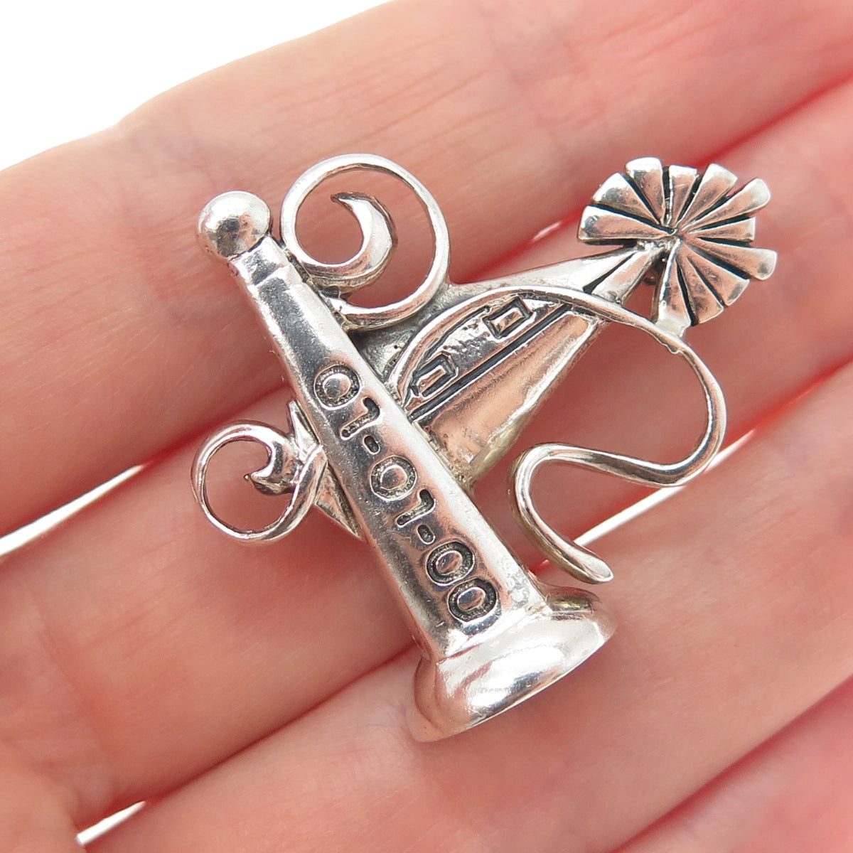 925 Sterling Silver Vintage 01 01 00 Mark Of The Millennium Pin Brooch
