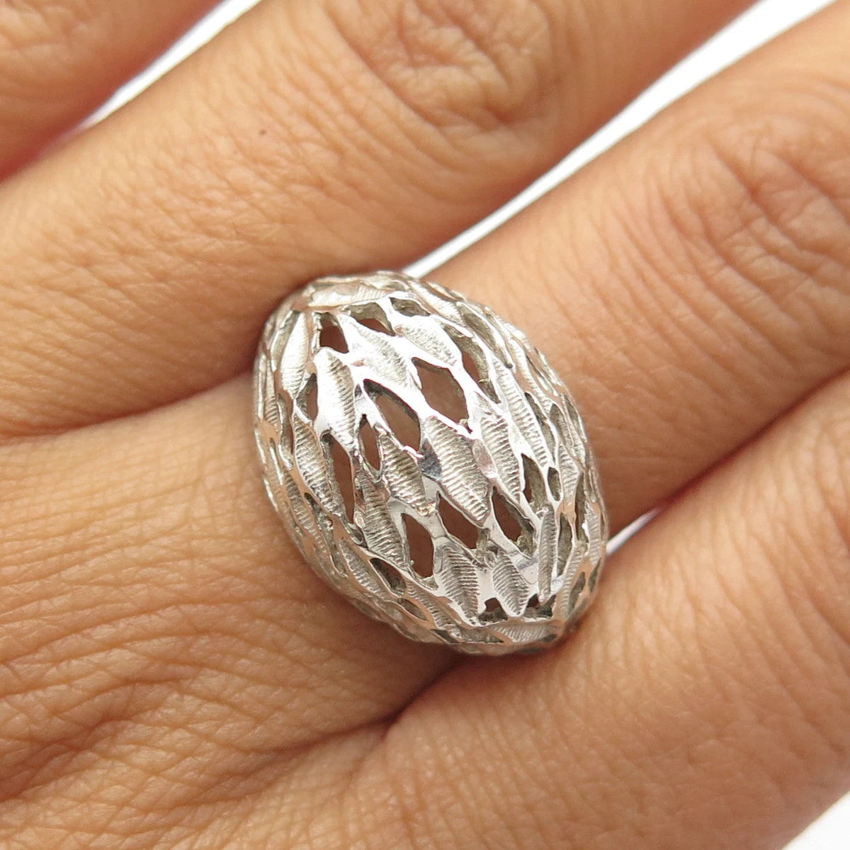 VARGAS 925 Sterling Silver Vintage Modernist Dome Nugget Ring Size 9.25