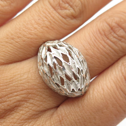 VARGAS 925 Sterling Silver Vintage Modernist Dome Nugget Ring Size 9.25