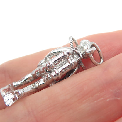 925 Sterling Silver Vintage Scuba Diver 3D Charm Pendant