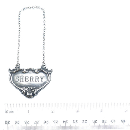 JS & CO. 925 Sterling Silver Antique Art Deco Sherry Oxidized Bottle Tag 6"