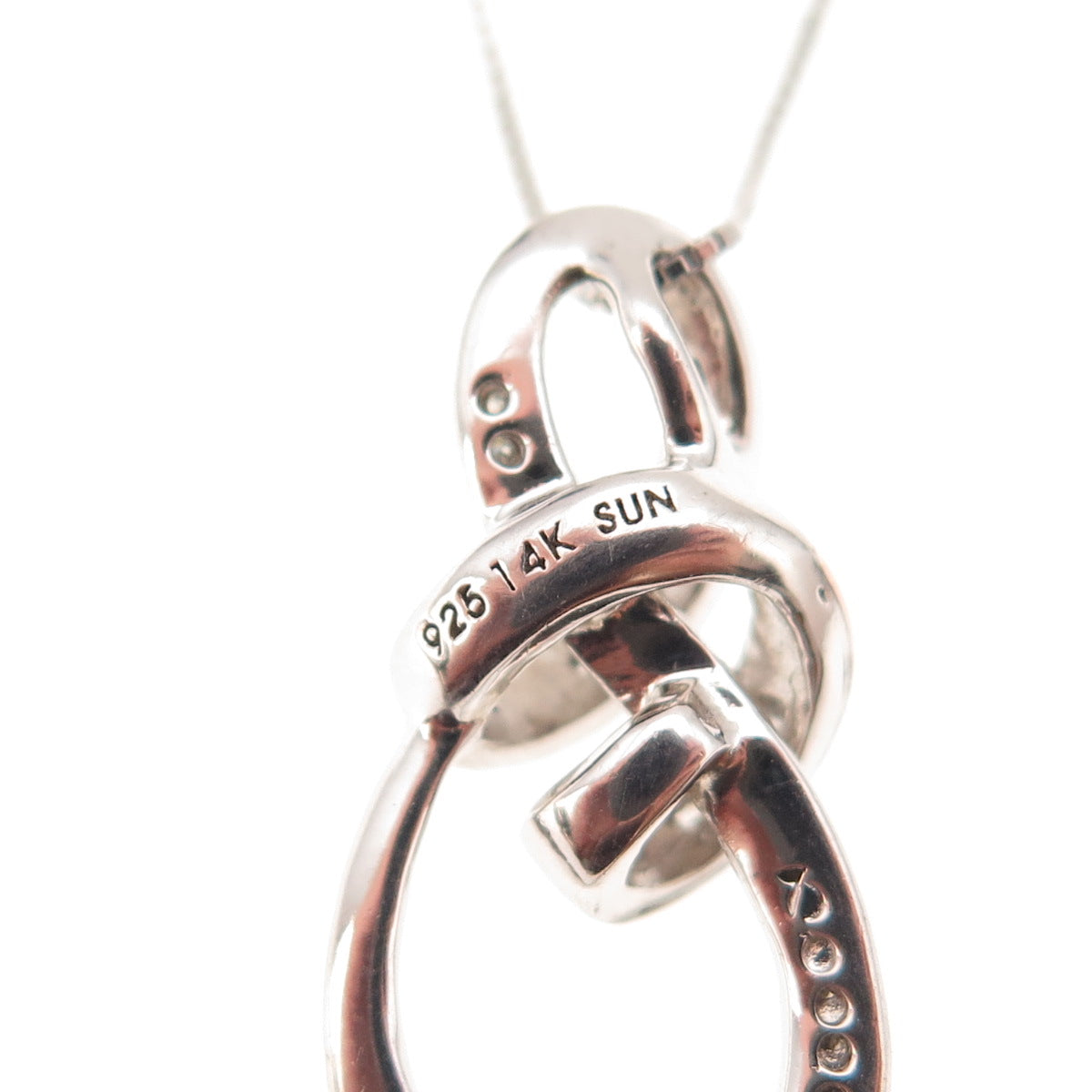 Sun 925 Sterling Silver 14K Gold Real Diamond Infinity Box Chain Necklace 18"