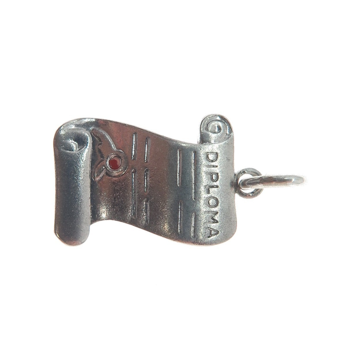 WELLS 925 Sterling Silver Vintage Enamel Diploma Minimalist Charm Pendant