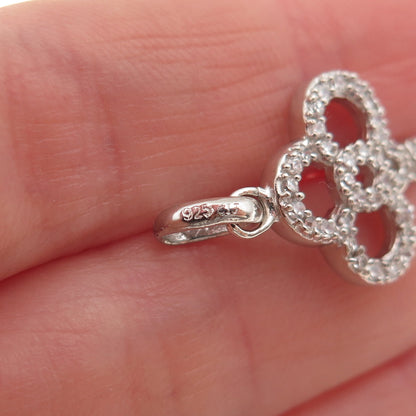 925 Sterling Silver Round-Cut C Z Club Key Charm Pendant