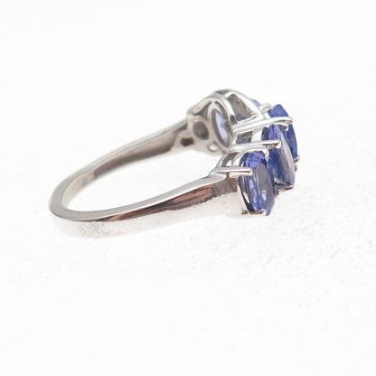 925 Sterling Silver Real Diamond & Tanzanite Ring Size 6.25