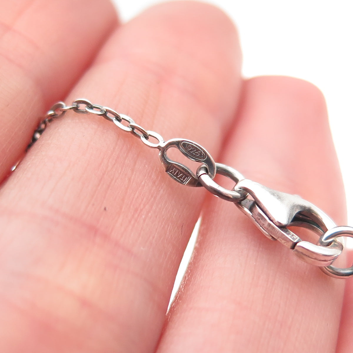 925 Sterling Silver Vintage Italy Modernist Disc Beaded Chain Necklace 16"