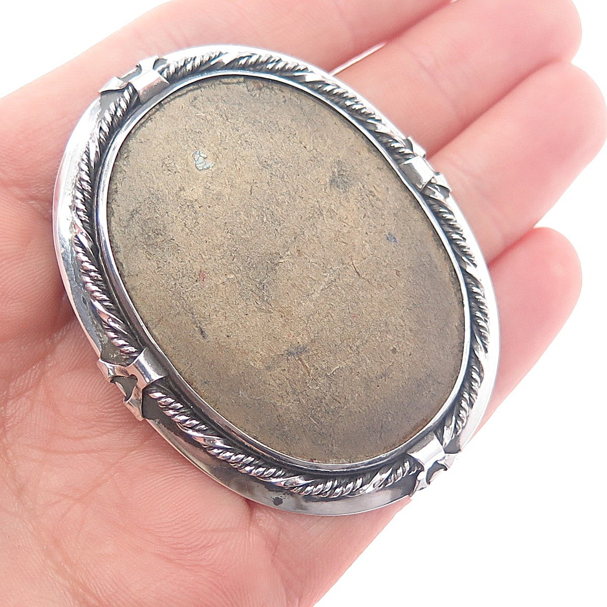925 Sterling Silver Vintage England Picture Frame Oxidized Pin Brooch