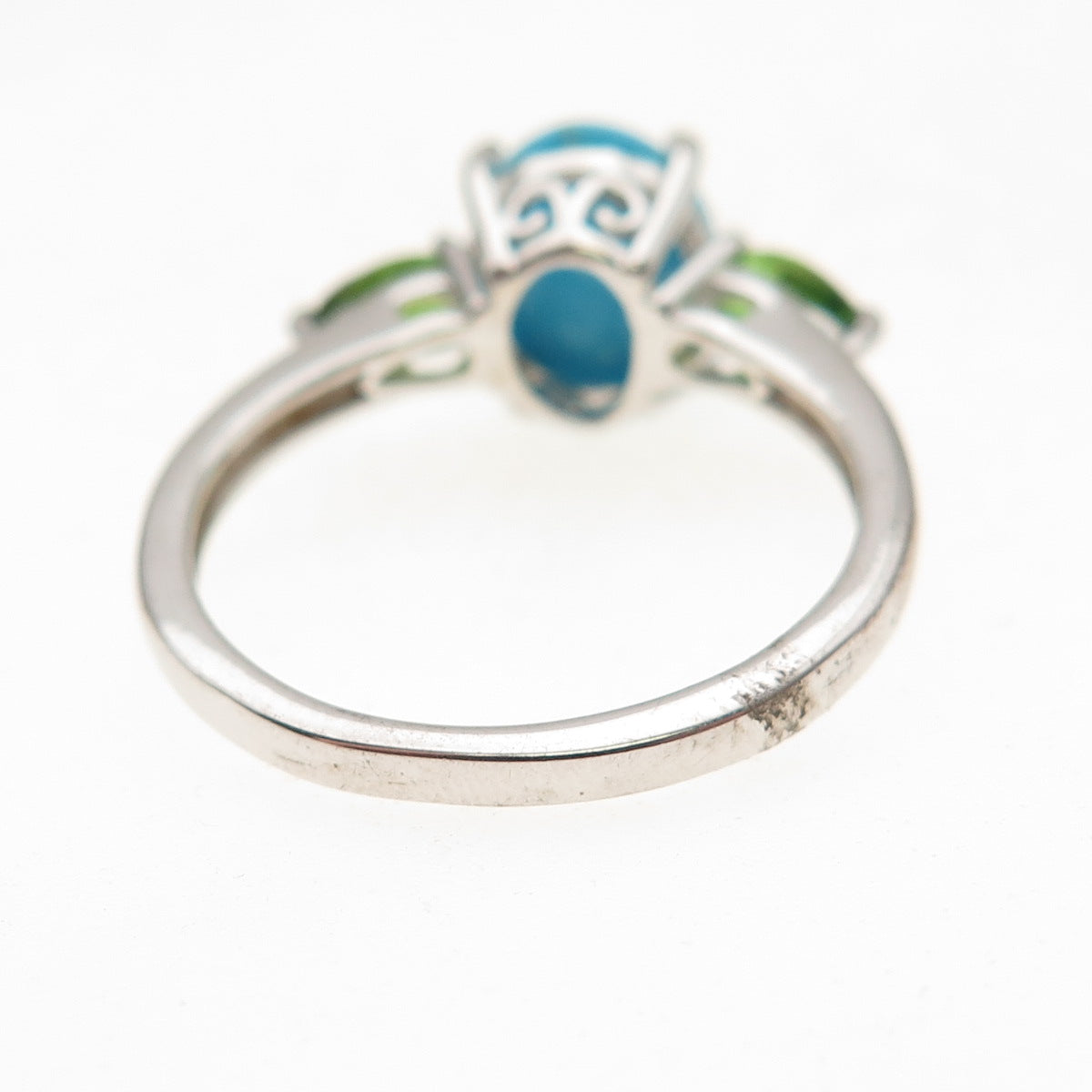 Chuck Clemency 925 Sterling Silver Real Turquoise & Peridot Ring Size 8.25
