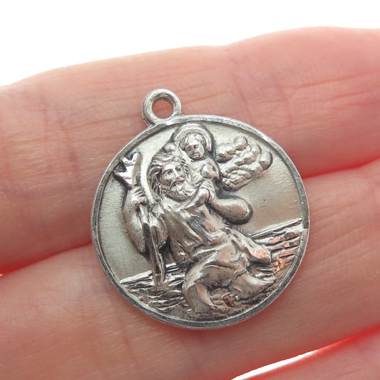 BREADNER CO. 925 Sterling Silver Vintage St. Christopher Religious Mini Pendant