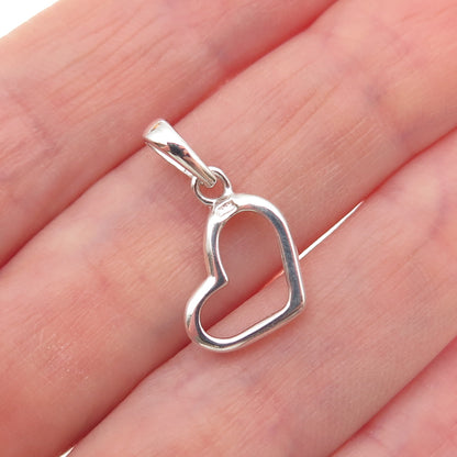 925 Sterling Silver Vintage Open Heart Mini Charm Pendant