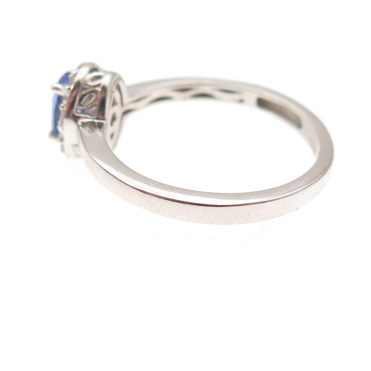Chuck Clemency 925 Sterling Silver Real Tanzanite & White Topaz Ring Size 8