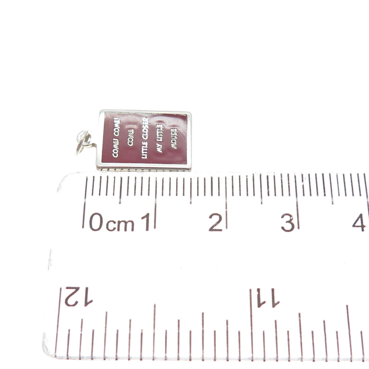 925 Sterling Red Enamel Come Little Closer My Little Mouse Minimalist Pendant