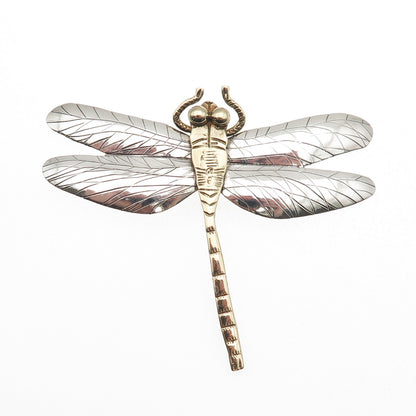 Courtney Peterson Sterling Silver 2-Tone Vintage Dragonfly Pin Brooch / Pendant
