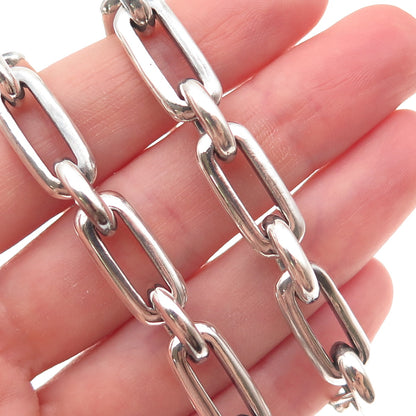 925 Sterling Silver Vintage Paperclip Chain Choker Necklace 14"