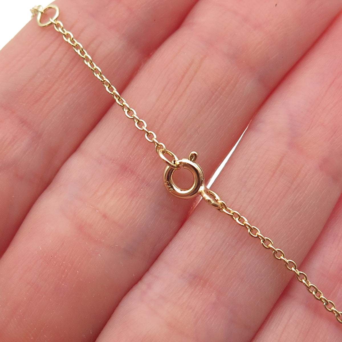 Han 925 Sterling Silver Gold Plated Real MOP & C Z Cable Chain Necklace 16-18"