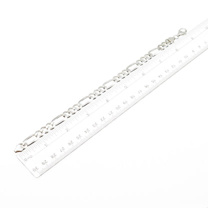 925 Sterling Silver Vintage Italy Figaro Link Bracelet 9"