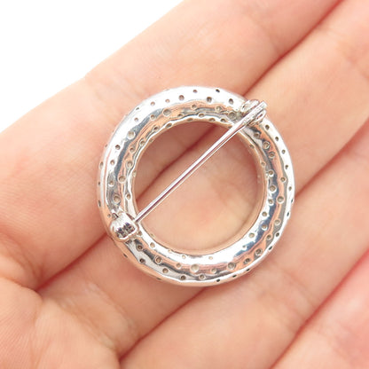 925 Sterling Silver Vintage Modernist Dotted Circle of Life Pin Brooch
