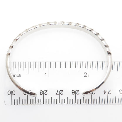 Old Pawn 925 Sterling Silver Vintage Diamond-Shape Adjustable Cuff Bracelet 6.5"