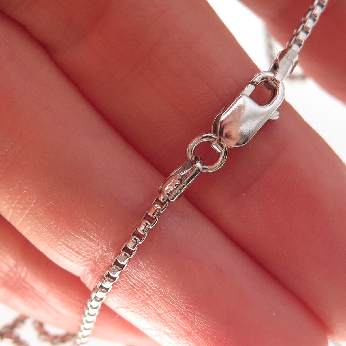 925 Sterling Silver Vintage Italy Round Box Chain Necklace 18"