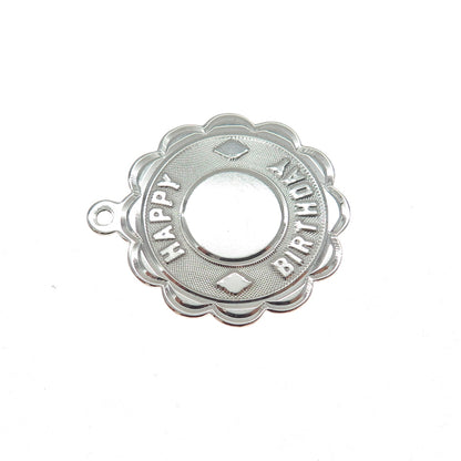 CREA 925 Sterling Silver Vintage Happy Birthday Charm Pendant