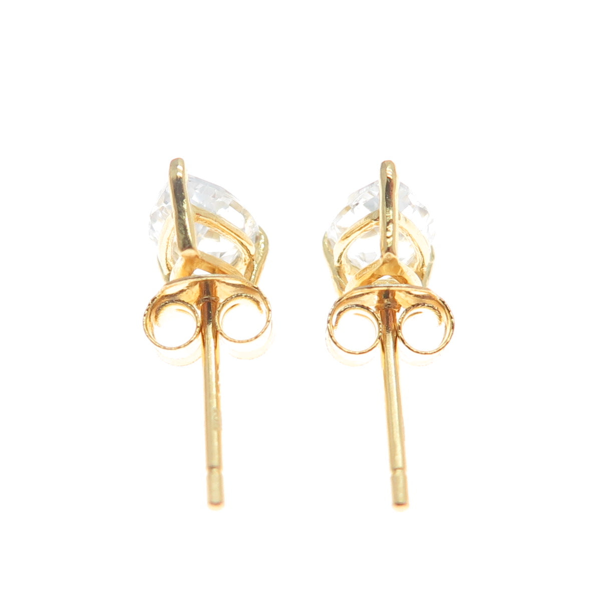 925 Sterling Silver Gold Plated Pear-Cut C Z Teardrop Stud Earrings