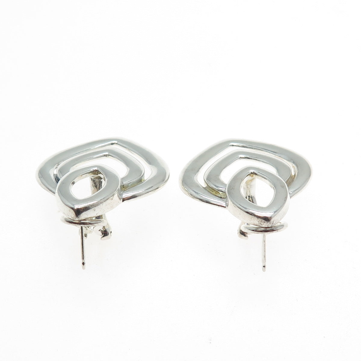 ROSS SIMONS 925 Sterling Silver Vintage Heart Omega Back Earrings