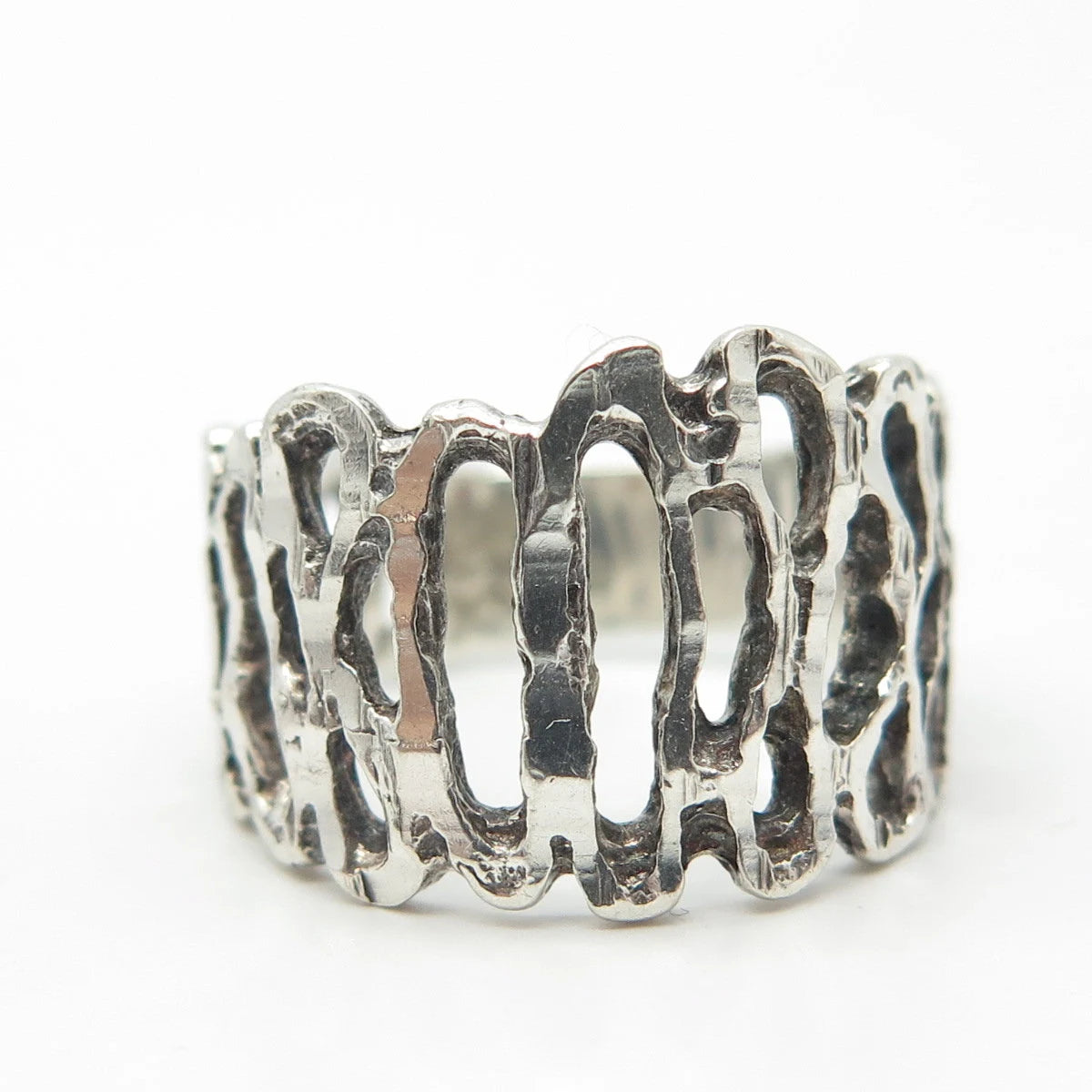925 Sterling Silver Vintage Minos Mexico Open Bark of Tree Ring Size 7