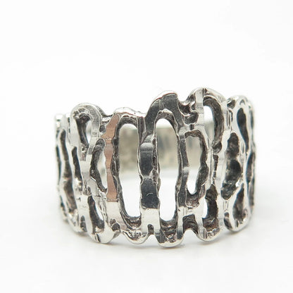 925 Sterling Silver Vintage Minos Mexico Open Bark of Tree Ring Size 7
