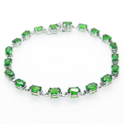 HAROLD TRUJILLO 925 Sterling Silver Peridot Gemstone Tennis Link Bracelet 7"