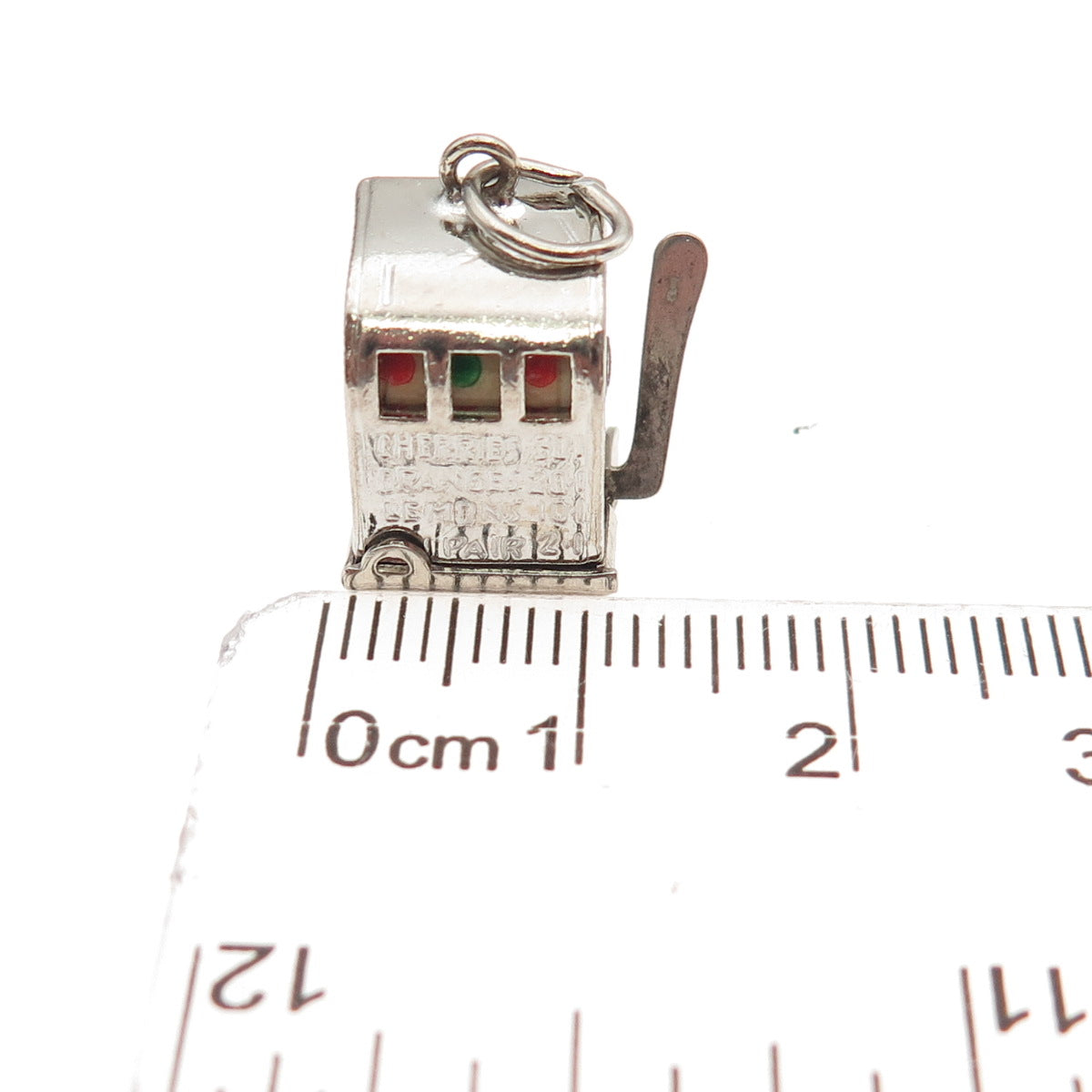 Crea Sterling Silver Antique Art Deco Slot Machine Casino 3D Mini Charm Pendant