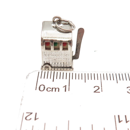 Crea Sterling Silver Antique Art Deco Slot Machine Casino 3D Mini Charm Pendant