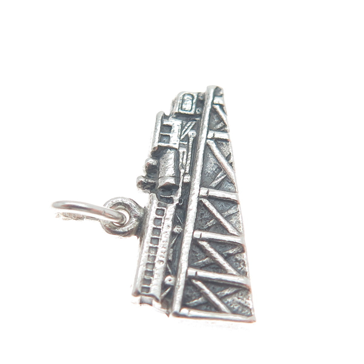 925 Sterling Silver Vintage Steam Train Travel Track Minimalist Charm Pendant