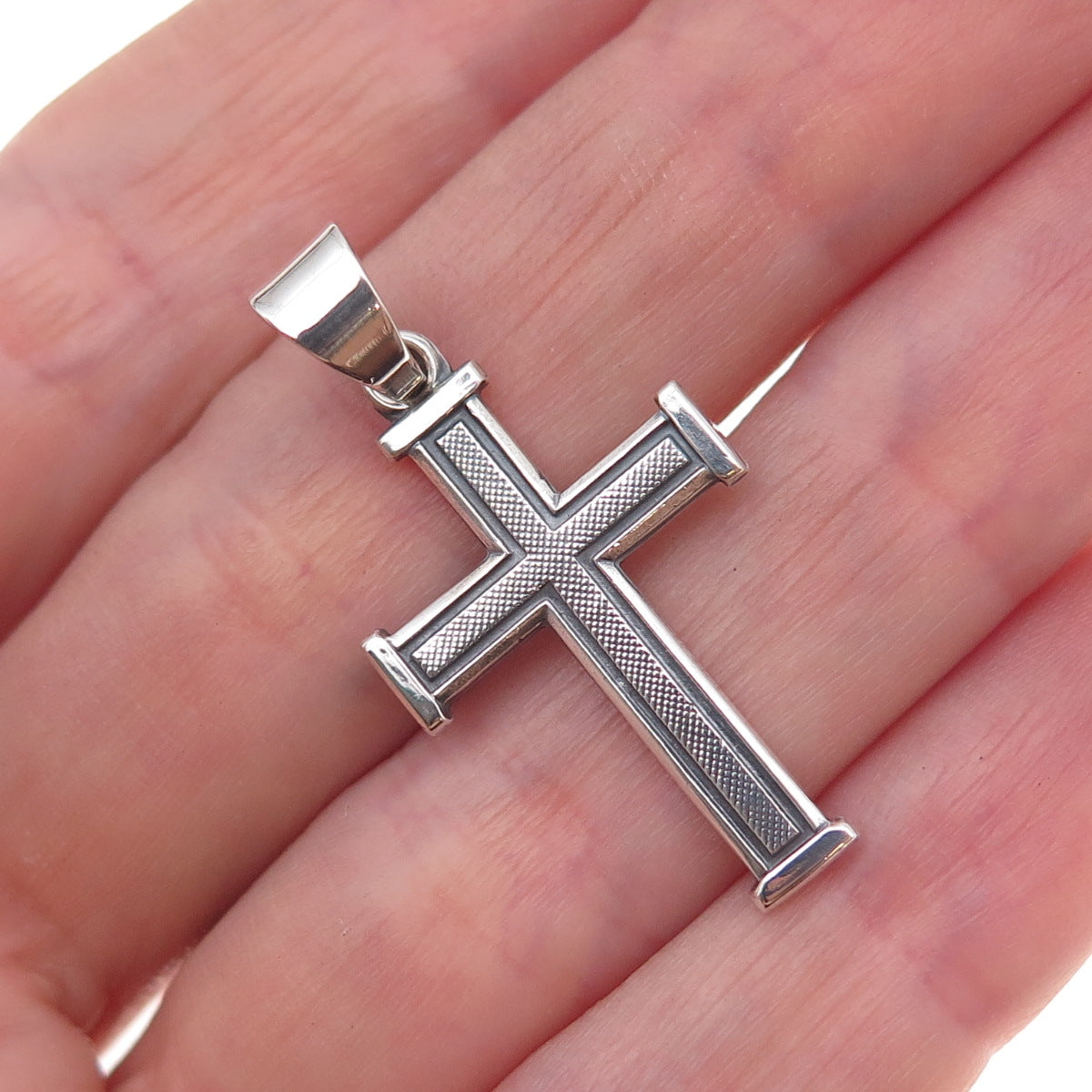 Rand & Paseka 925 Sterling Silver Vintage Cross Oxidized Charm Pendant