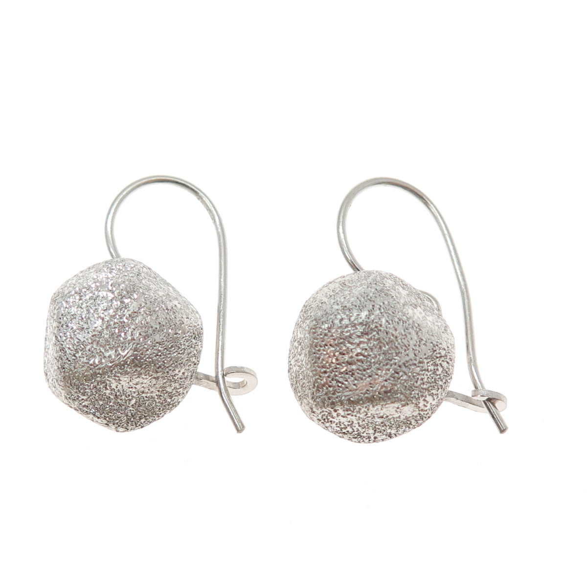 925 Sterling Silver Vintage Italy Modernist Textured Drop Bead Earrings