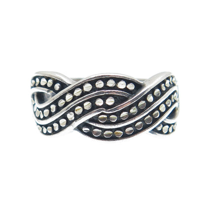 SILVER CLOUD Sterling Vintage Diamond-Cut Twisted Wavy Oxidized Ring Size 9.25