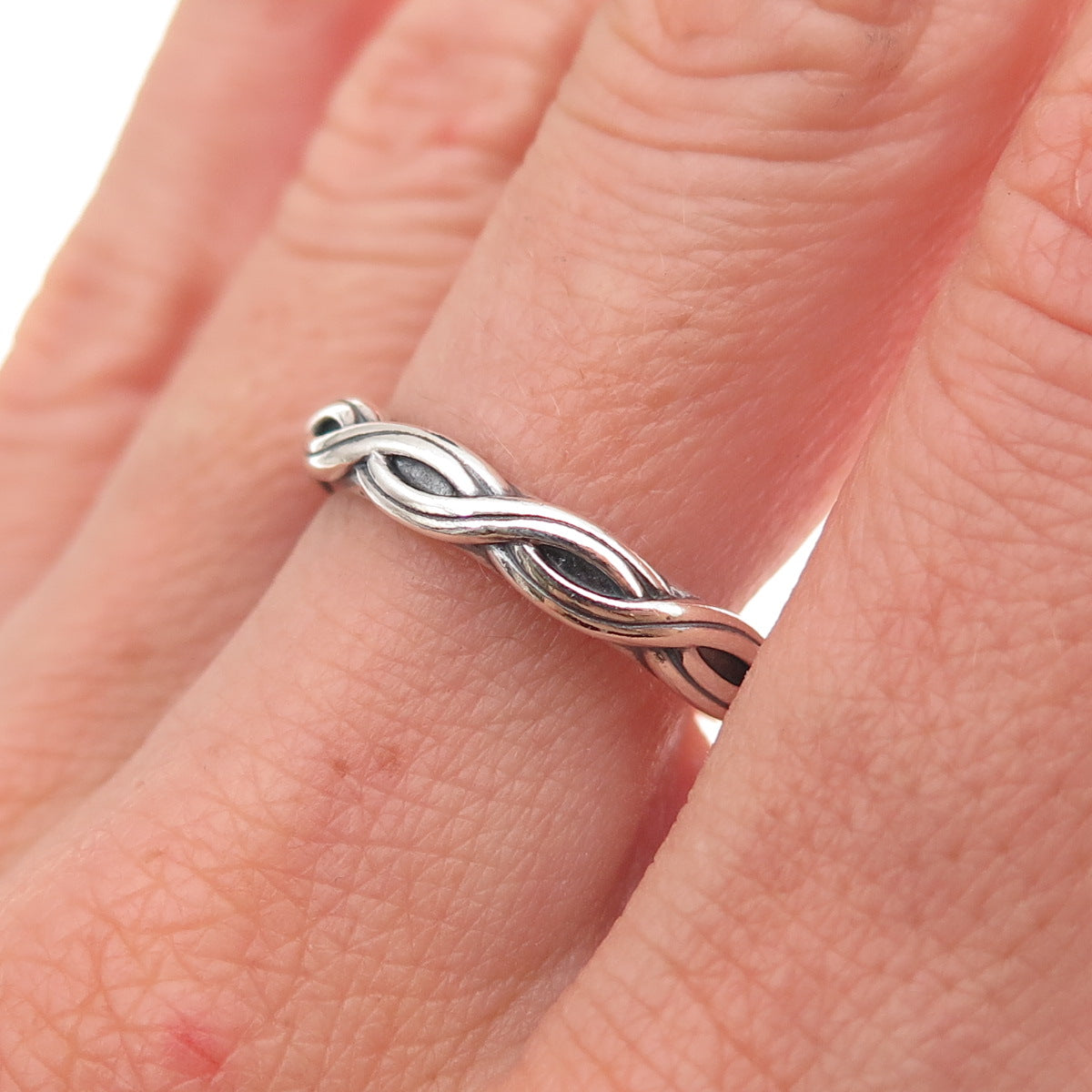 Pandora 925 Sterling Silver Twisted Band Ring Size 8.25