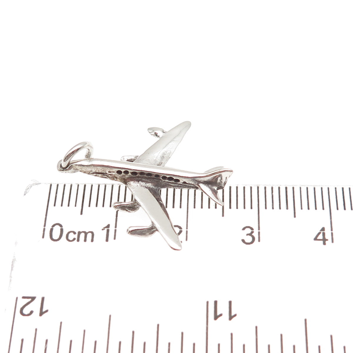 925 Sterling Silver Vintage Airplane Charm Pendant
